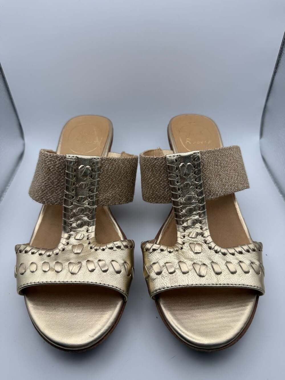 Jack Rogers Nora Wedge Sandals in Platinum Gold
